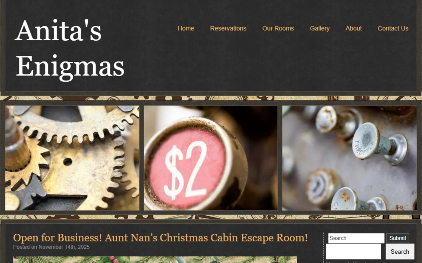 Anita’s Enigmas website screenshot